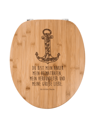 Mr. & Mrs. Panda Toilettendeckel Anker Blau mit Spruch in Transparent