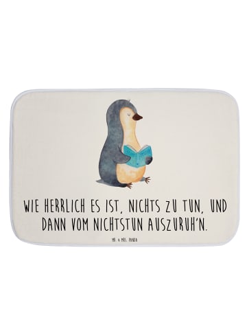 Mr. & Mrs. Panda Badematte Pinguin Buch mit Spruch in Weiß