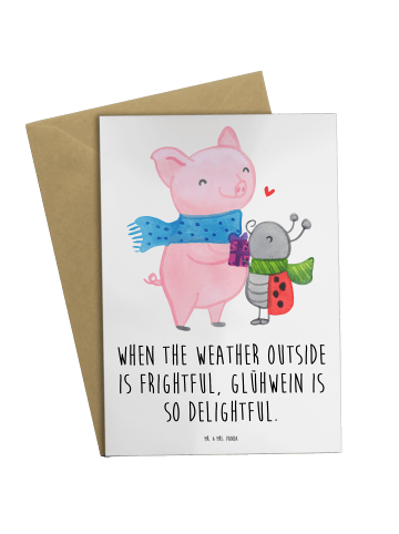 Mr. & Mrs. Panda Glückwunschkarte Glühschwein Smörle mit Spruch in Weiß