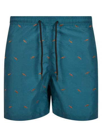 Urban Classics Badeshorts in shark/teal/toffee