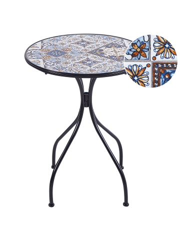 Beliani Gartentisch CIVITA in Schwarz/Blau/Braun - (W) 60 x (H) 75 x (L) 60 cm