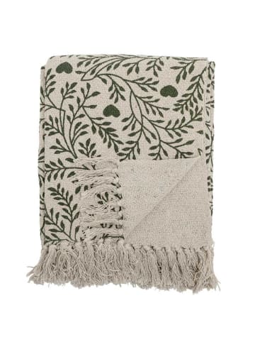 Bloomingville Decke MARIBELLE Grün Natur Herzen und Zweige 160x130 cm