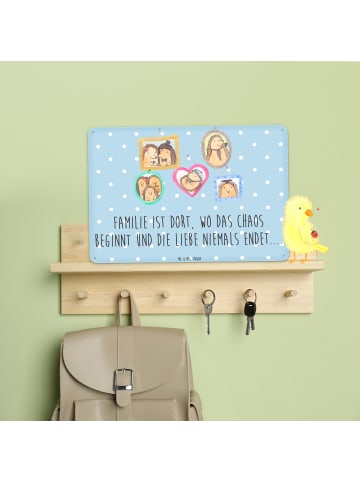 Mr. & Mrs. Panda Blechschild Igel Familie mit Spruch in Blau Pastell