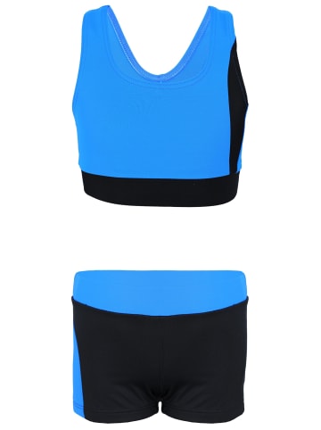 Aquarti Mädchen Sport Bikini - Racerback Bustier & Badehose in schwarz/blau