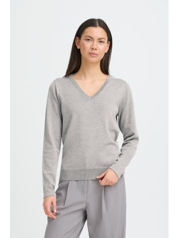 ICHI Strickpullover langarm IHLULS Loose fit in Light grey melange