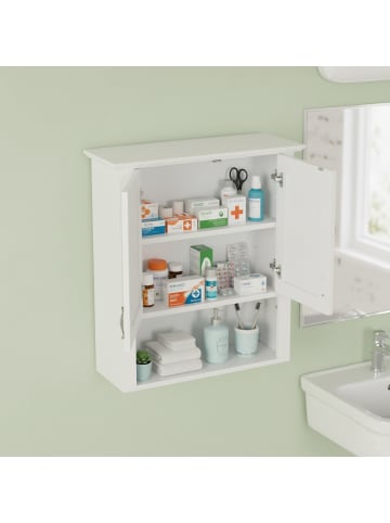 relaxdays Hängeschrank in Weiß - (B)58 x (H)62 x (T)20 cm