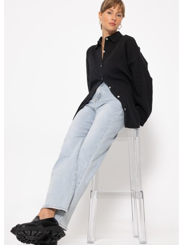 SASSYCLASSY Musselin Bluse im Regular Fit in Schwarz