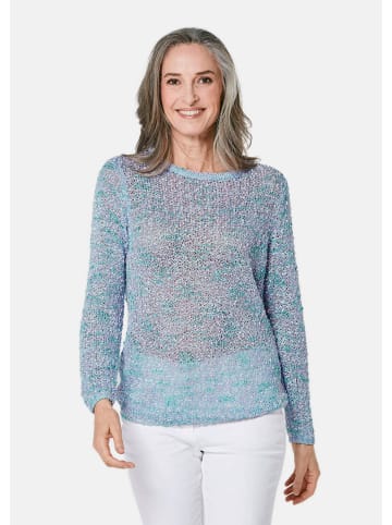 GOLDNER Effektvoller locker gestrickter Bändchengarnpullover in hellblau