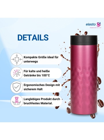 elasto Thermobecher "Crystal" in pink - 450 ml