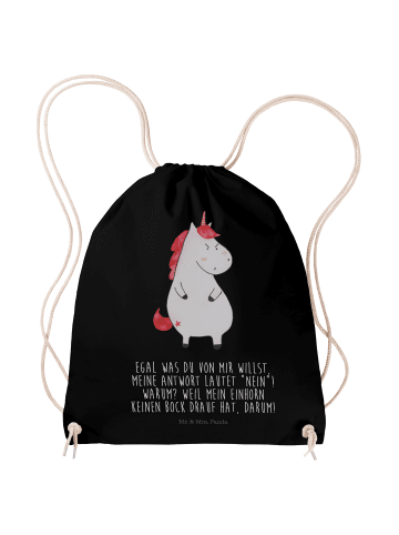 Mr. & Mrs. Panda Sportbeutel Einhorn Wut mit Spruch in Schwarz
