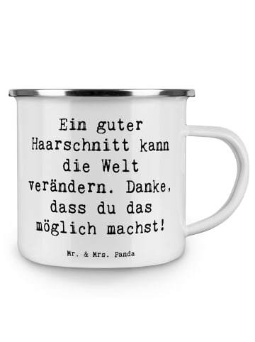 Mr. & Mrs. Panda Trinkbecher Spruch Friseur Wunder mit Spruch in Weiß