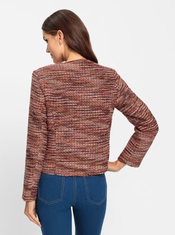 Heine Bouclé-Blazer in rotbraun-ecru-gemustert