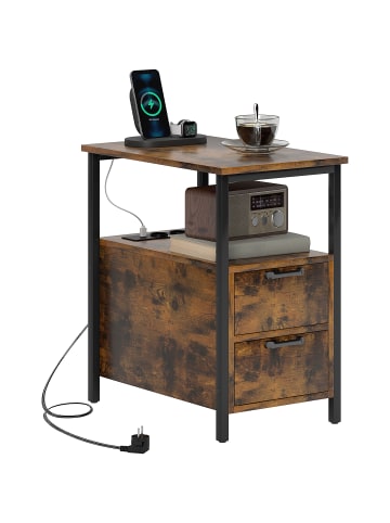 HOMCOM Couchtisch-55L x 35B x 58,5H cm-Rustikal-Braun