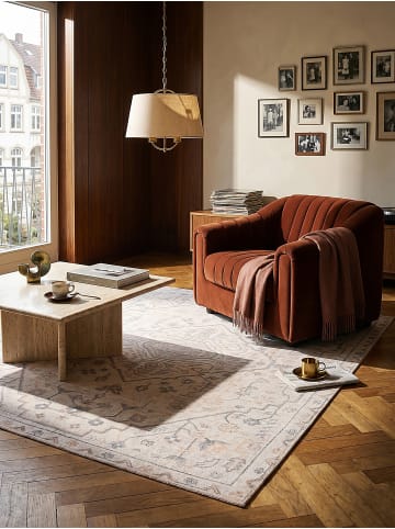 KADIMA DESIGN Teppich Flachgewebe Pflegeleicht HURST Orientalisch Medallion Muster in Beige