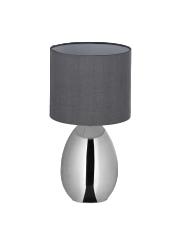 relaxdays Nachttischlampe in Silber/ Grau- (H)34,5 x Ø 18 cm