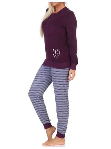 NORMANN Frottee langarm Schlafanzug Bündchen Pyjama - 82631 in beere
