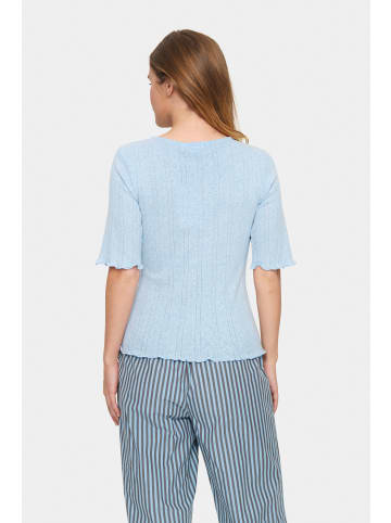 SAINT TROPEZ Kurzarm-Bluse GruSZ Fitted in Heather Melange