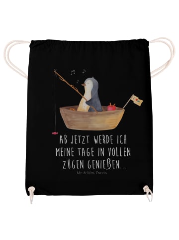 Mr. & Mrs. Panda gym tasche Pinguin Angelboot mit Spruch in Schwarz