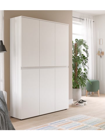 Inn.Furn Mehrzweckschrank weiß 105 x 175 cm, Stauraumschrank 6-türig mit 18 Fächern