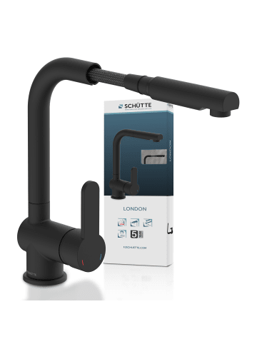 Franz Joseph Schütte LONDON Spültischarmatur, Schwarz matt, mit herausziehbarem Auslauf