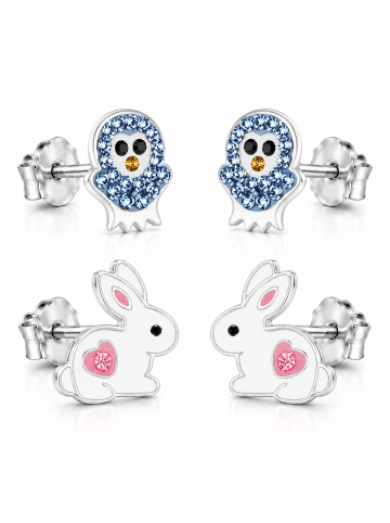 schmuck23 Ohrstecker Set Hase und Eule 925 Silber