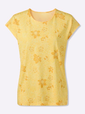 Sieh an! Kurzarmshirt in gelb-ocker-bedruckt