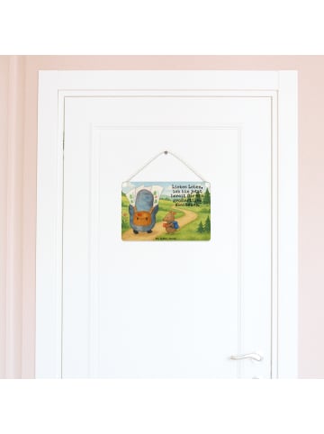 Mr. & Mrs. Panda Schild Pinguin & Maus Wanderer Design mit Spruch in Weiß