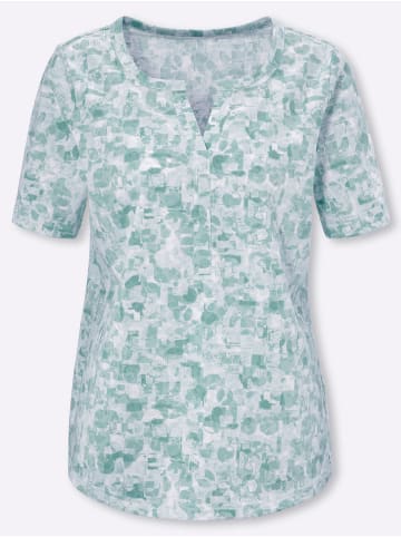 Sieh an! Kurzarmshirt in kalkmint-mint-bedruckt