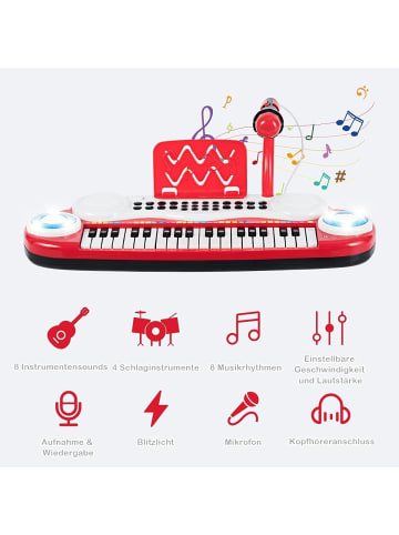 COSTWAY 37 Tasten Klaviertastatur mit Licht in Rot