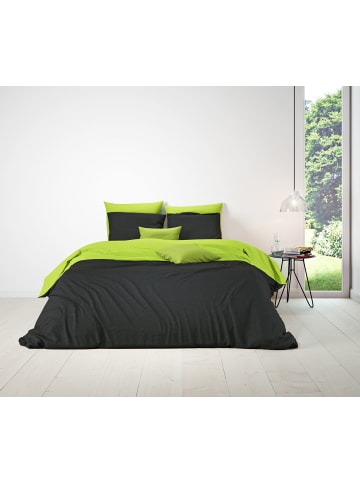 JACK 2 tlg. Renforcé Wende Bettwäsche 135x200cm Zweifarbig in Schwarz/Lime