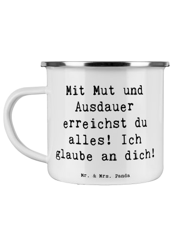 Mr. & Mrs. Panda Emaille Tasse Spruch Sportliche Wettkämpfe Mut ... in Weiß