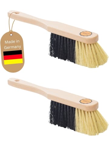Novaliv 2 Stück KUNSTBORSTEN Handfeger Besen weiche Borsten - Schrankbesen Cam in Braun