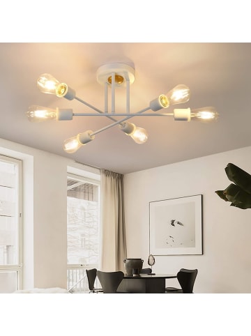 ZMH Deckenleuchte 6-flammige E27 in Weiß Retro Flurlampe