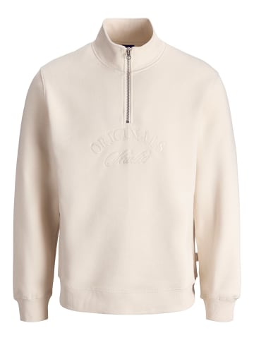 Jack & Jones Sweatshirt mit halbem Reißverschluss in Antique White