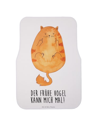 Mr. & Mrs. Panda Fahrer Autofußmatte Katze Frühaufsteher mit Spruch in Weiß