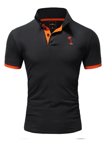 behype Poloshirt EDIN in Schwarz-Orange