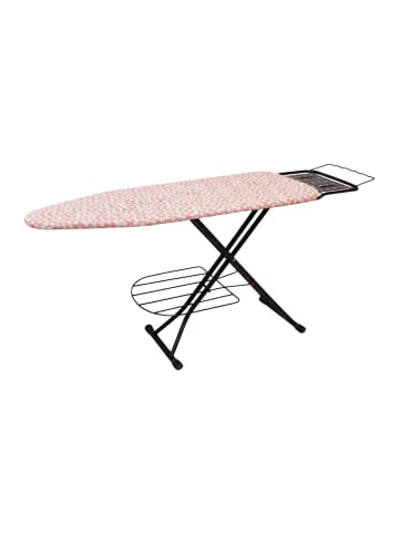relaxdays Bügelbrett "Blumen" in Weiß-Rosa – 110 x 33 cm