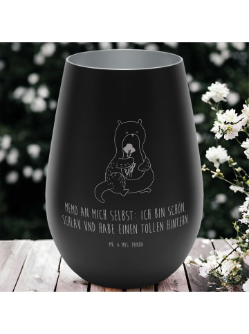 Mr. & Mrs. Panda Gold Windlicht Otter Blumenstrauß mit Spruch in Schwarz