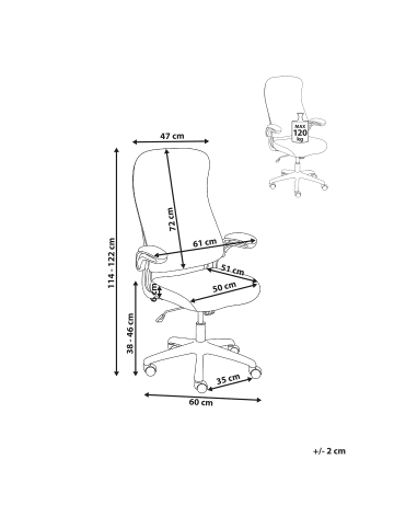 Beliani Bürostuhl NEXEL in Beige/Weiß - (W) 60 x (H) 114 x (L) 60 cm