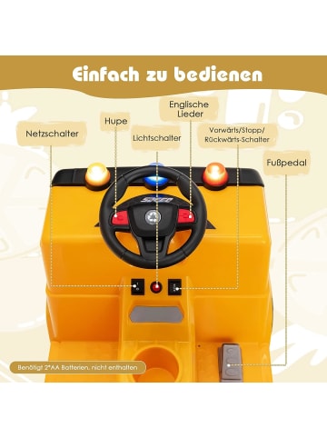 COSTWAY 12V Elektro Aufsitz Müllwagen in Gelb