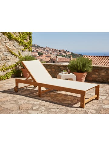 Beliani Gartenliege PEDESINA in Braun/Beige - (W) 66 x (H) 33 x (L) 192 cm