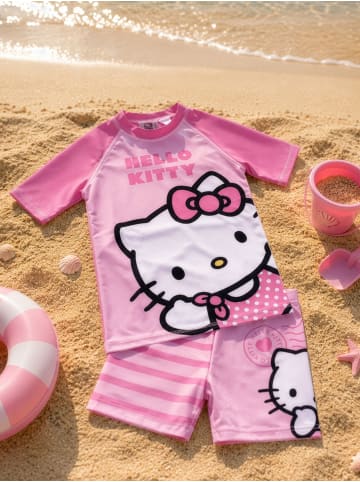 Hello Kitty Hello Kitty Schwimmset UV-Schutz 30 Badeanzug Shirt Hose Zweiteiler in rosa