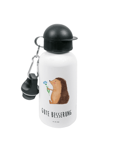 Mr. & Mrs. Panda Trinkflasche Igel Blumen mit Spruch in Weiß