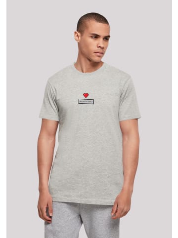 F4NT4STIC T-Shirt Happy New Year Pixel Herz in grau meliert