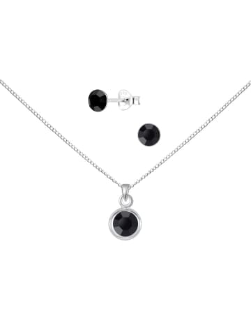Alexander York Schmuckset SOLITÄR schwarz in 925 Sterling Silber, 4-tlg. in silber