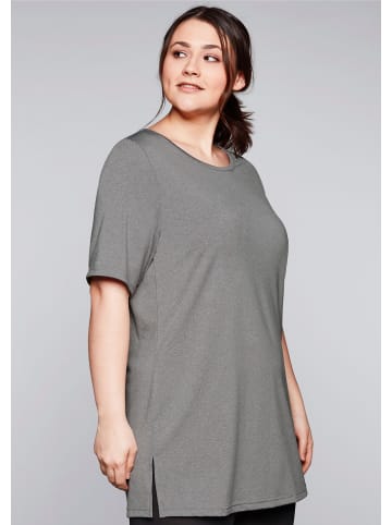 sheego Longshirt in grau meliert