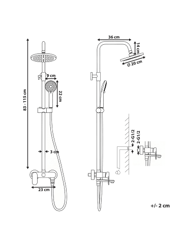 Beliani Wannenarmaturen GURARA in Weiß - (W) 23 x (H) 83 x (L) 36 cm