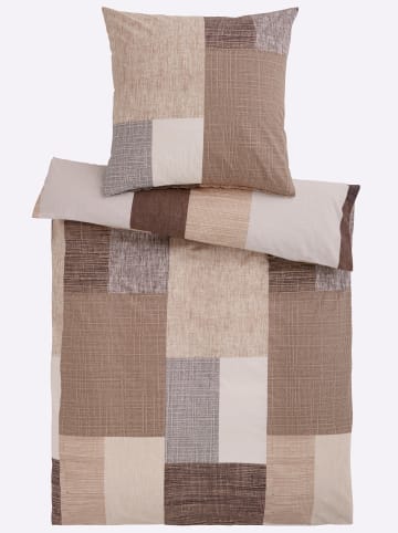 Heine Bettwäsche in beige-hellgrau-bedruckt