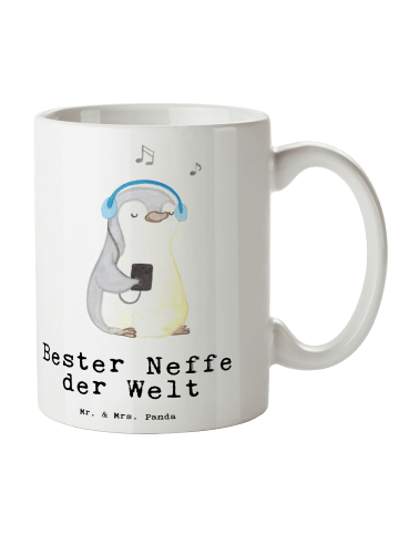 Mr. & Mrs. Panda Tasse Pinguin Bester Neffe der Welt mit Spruch in Weiß