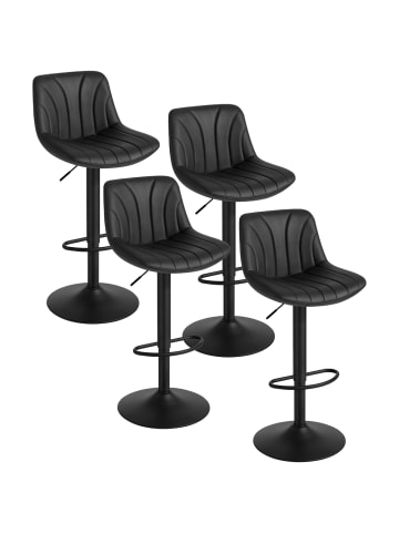 VASAGLE 4er-Set: Barhocker Tyra in Schwarz - (B)43 x (H)(88-108) x (T)46.5 cm